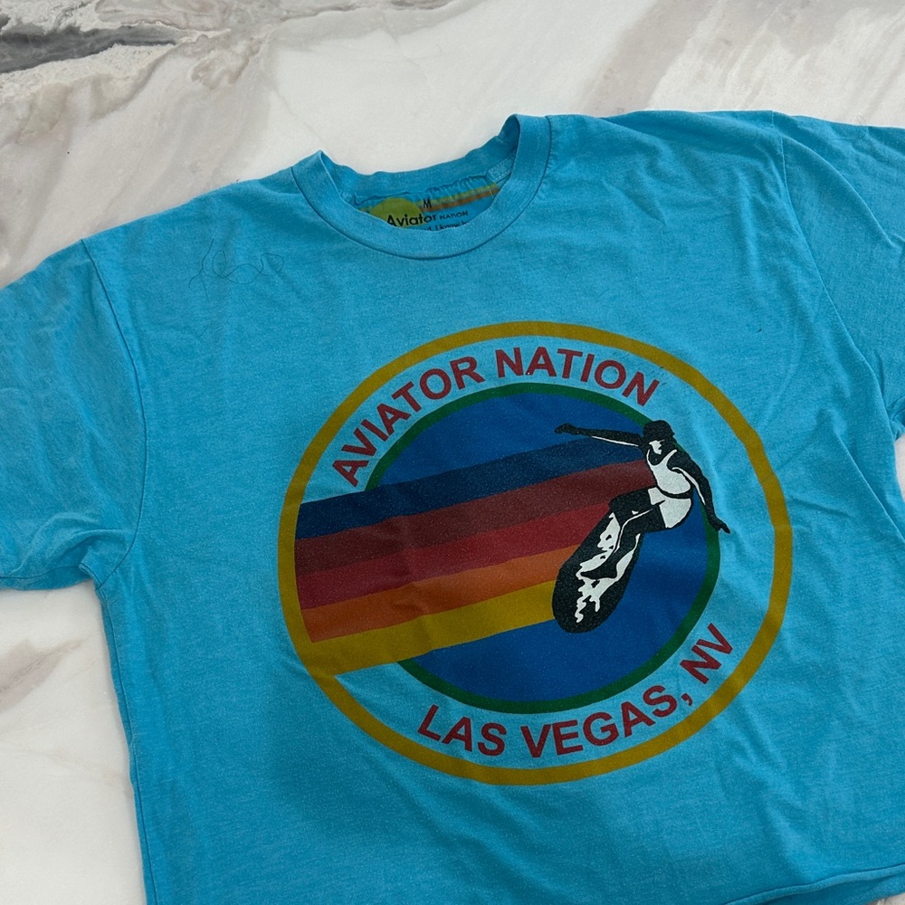 Aviator Nation Teal Las Vegas Graphic Tee